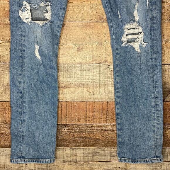 ASOS Design Ultra High Waist Destroyed Blue Jeans Size 28 - Picture 4 of 10